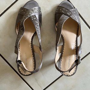 Women's size 7 M, open toed, silver shoe